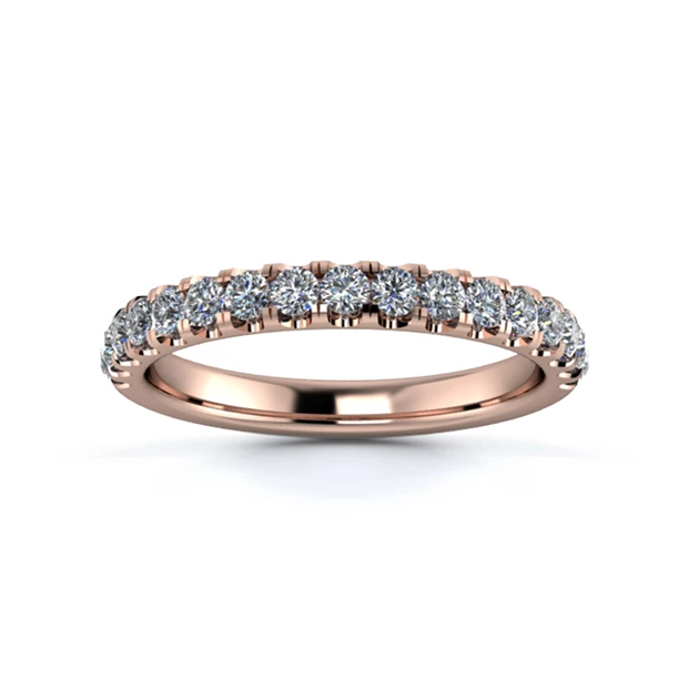 18K Rose Gold 2.5mm Half Micro Diamond Set Ring