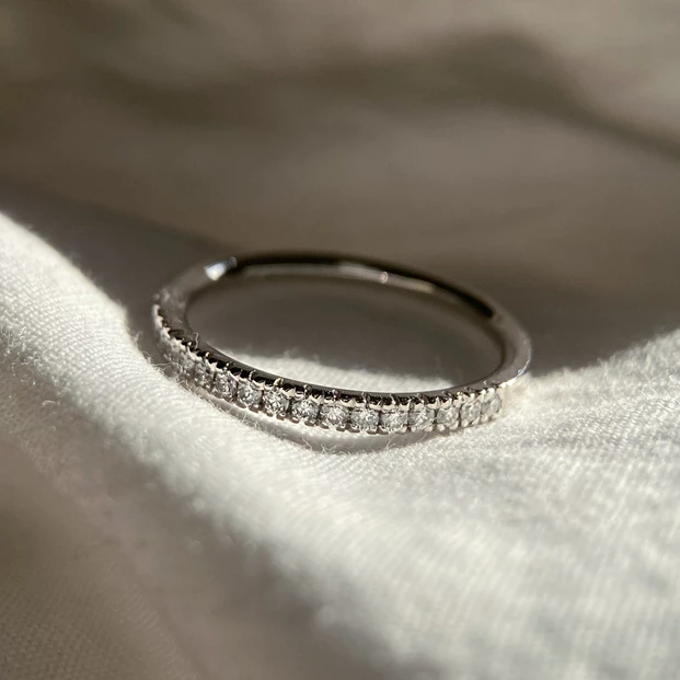 Platinum 2mm Half Micro Set Diamond Ring