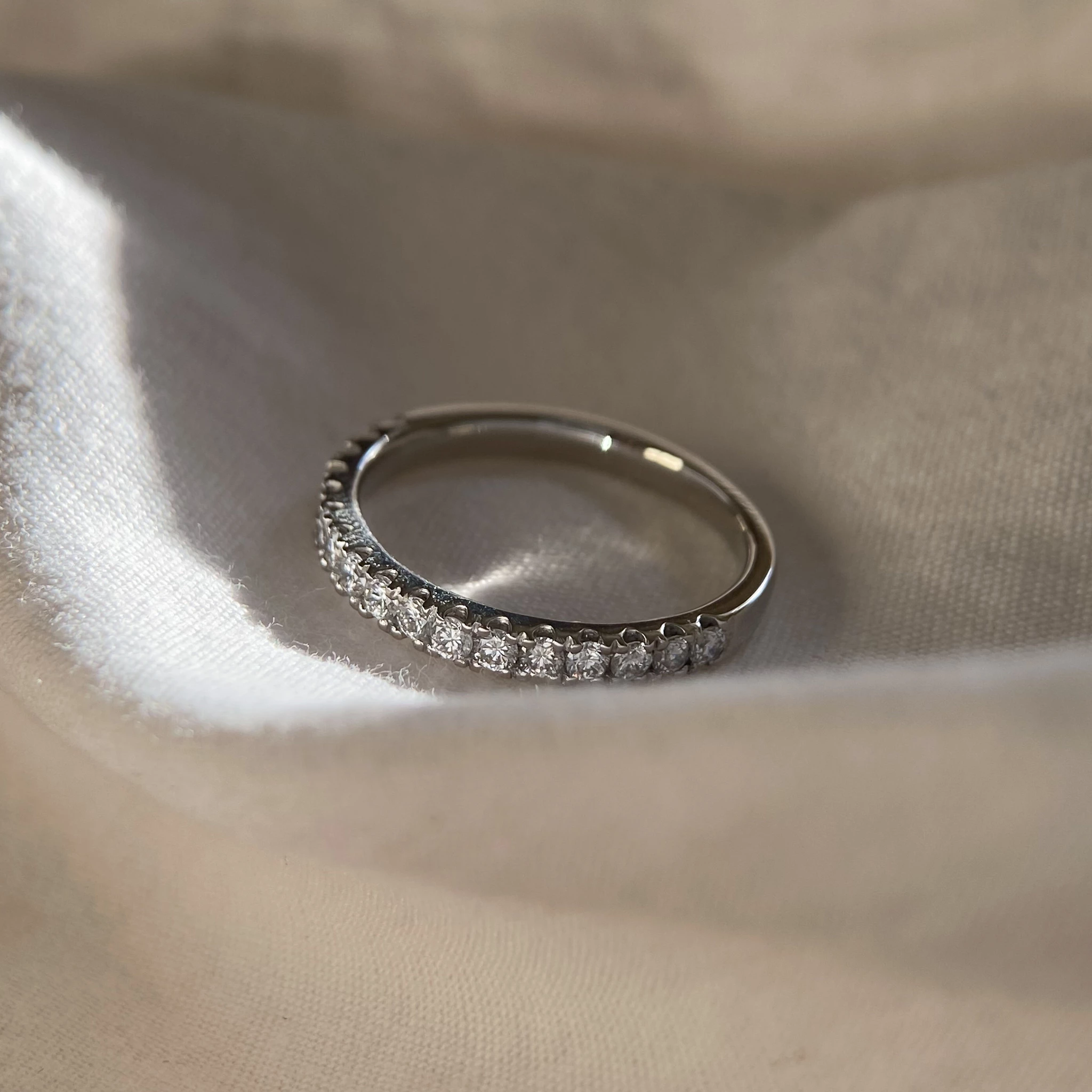 Platinum 2.5mm Half Micro Set Diamond Ring