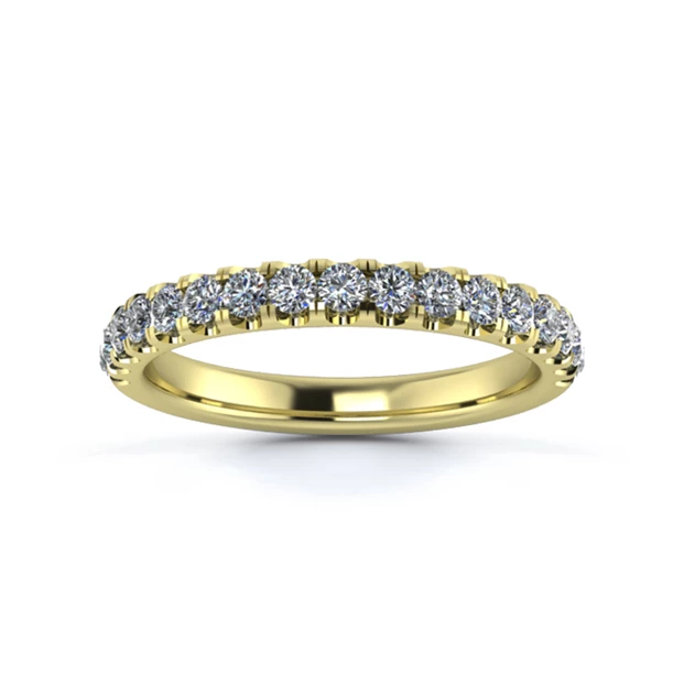 18K Yellow Gold 2.5mm Half Micro Diamond Set Ring