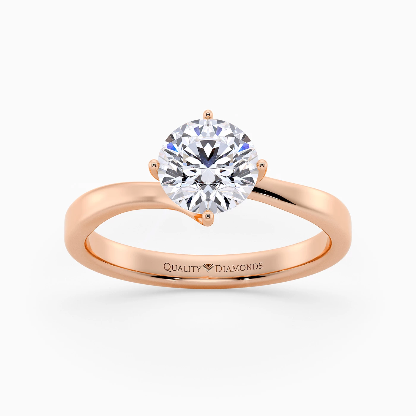 Round Brilliant Cura Diamond Ring in 18K Rose Gold