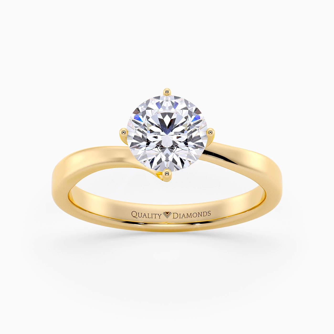 Round Brilliant Cura Diamond Ring in 18K Yellow Gold