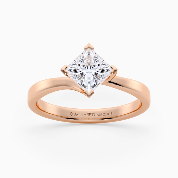 Princess Cura Diamond Ring in 9K Rose Gold