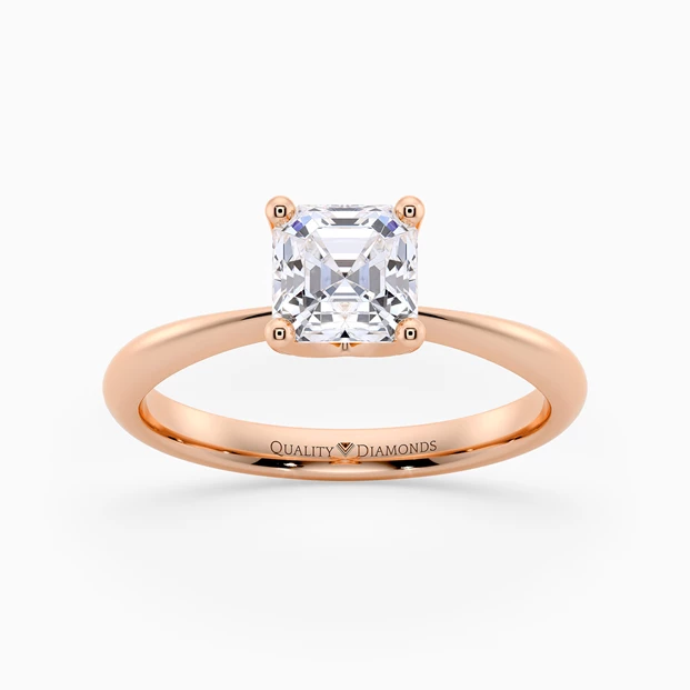 Amorette Asscher Diamond Ring in 18K Rose Gold