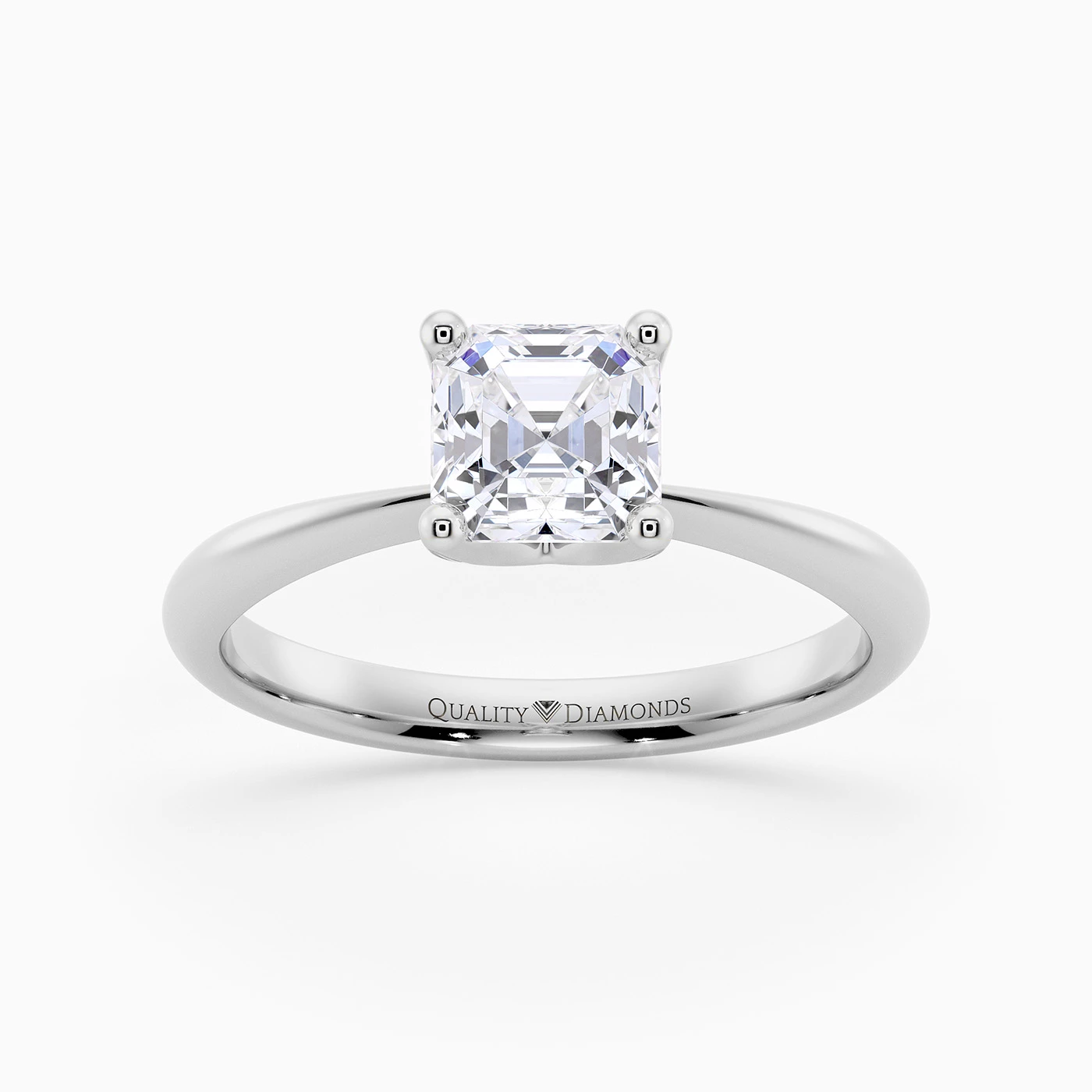 Asscher Amorette Diamond Ring in Platinum