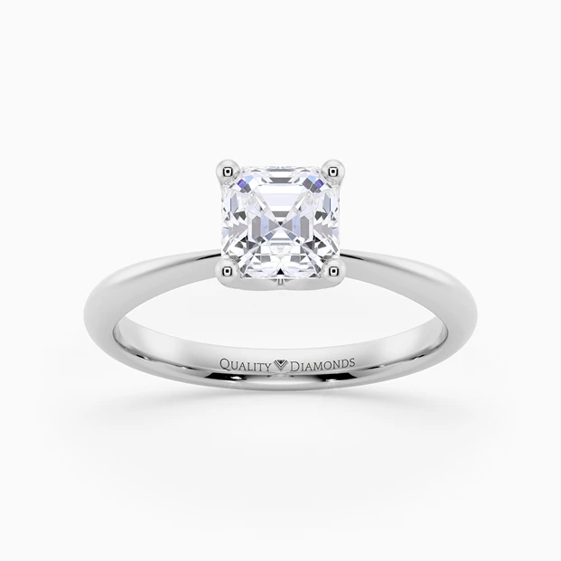 Amorette Asscher Diamond Ring in Palladium