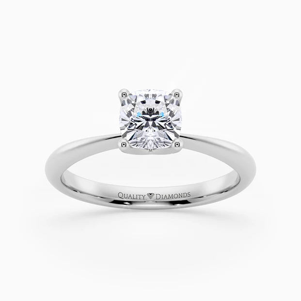 Cushion Amorette Diamond Ring in 9K White Gold