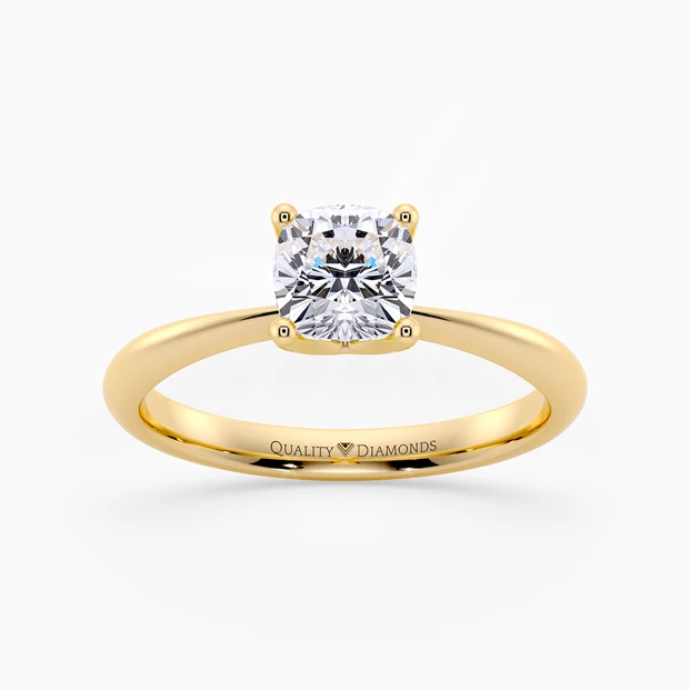 Cushion Amorette Diamond Ring in 9K Yellow Gold