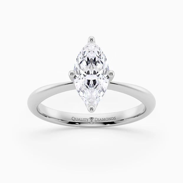 Marquise Amorette Diamond Ring in 18K White Gold