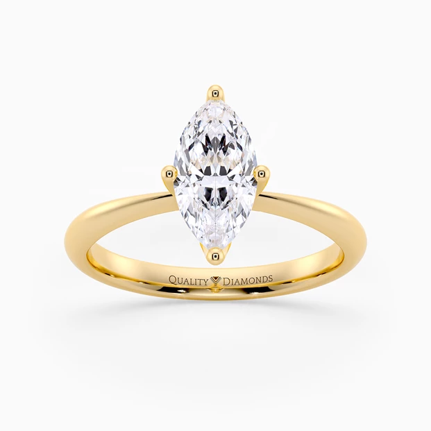 Marquise Amorette Diamond Ring in 9K Yellow Gold