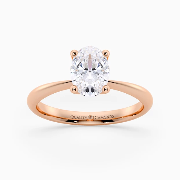 Oval Amorette Diamond Ring in 9K Rose Gold