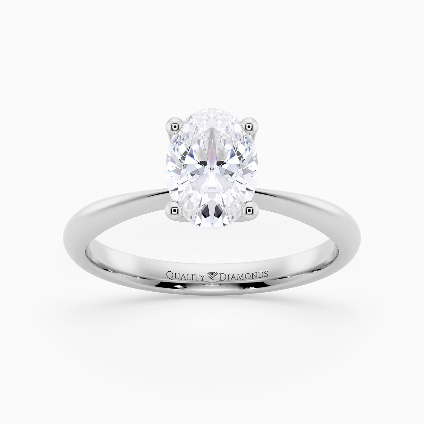 Oval Amorette Diamond Ring in 18K White Gold