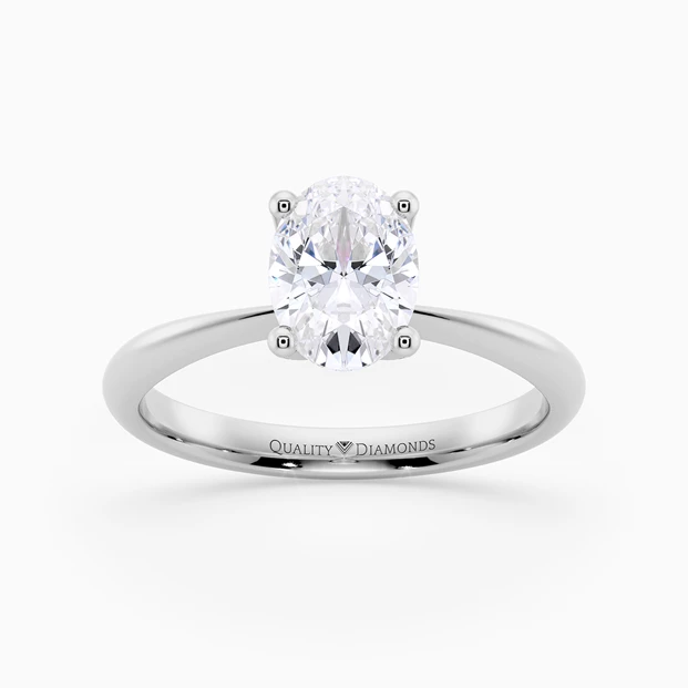 Oval Amorette Diamond Ring in 18K White Gold