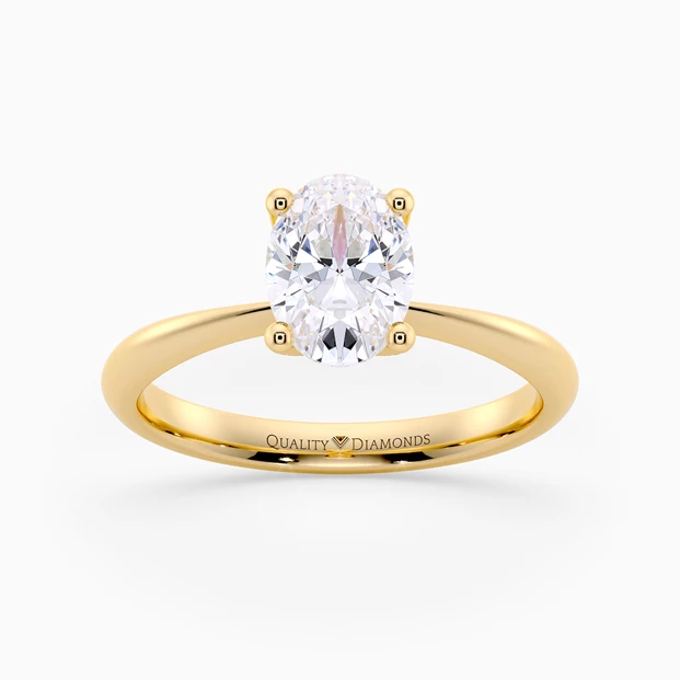 Oval Amorette Diamond Ring in 9K Yellow Gold