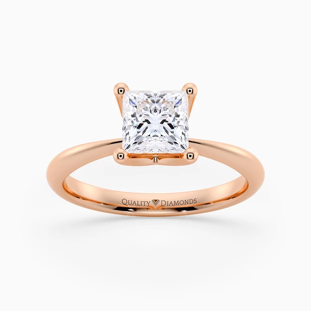 Princess Amorette Diamond Ring in 18K Rose Gold