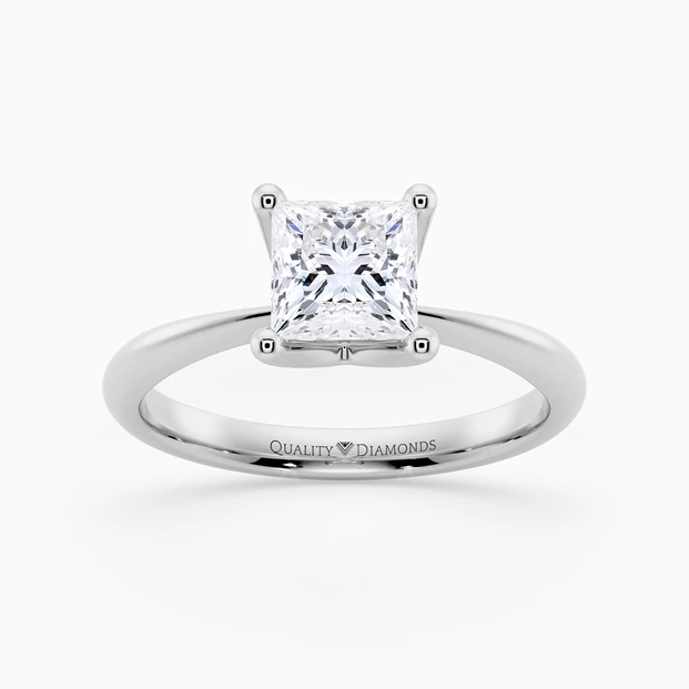 Princess Amorette Diamond Ring in 9K White Gold