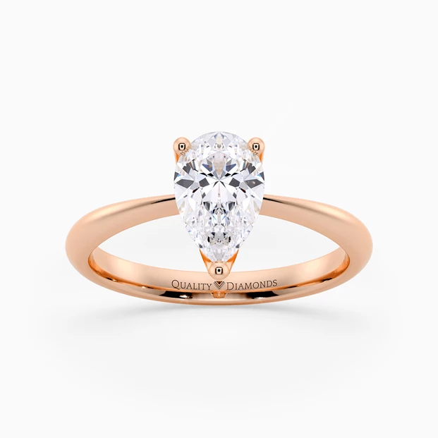 Pear Amorette Diamond Ring in 9K Rose Gold