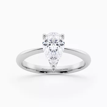 Pear Amorette Diamond Ring in Platinum