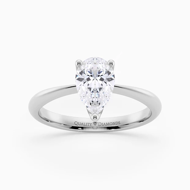 Pear Amorette Diamond Ring in Platinum