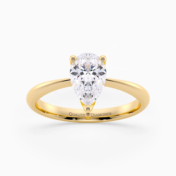 Pear Amorette Diamond Ring in 18K Yellow Gold