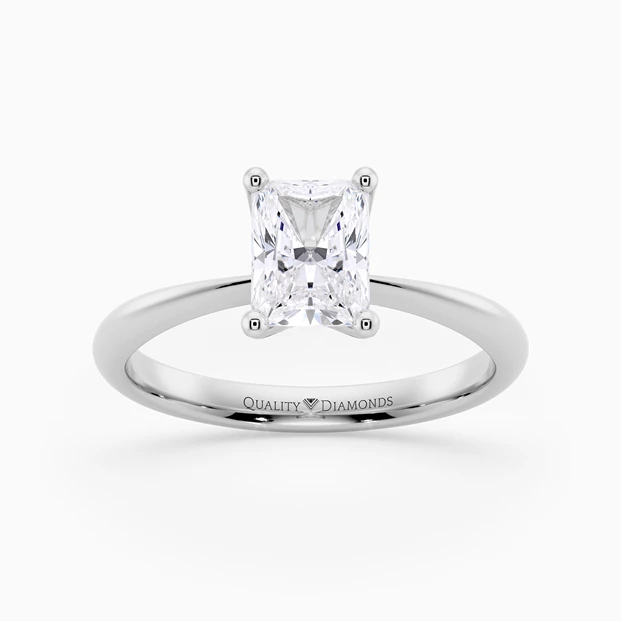 Radiant Amorette Diamond Ring in 9K White Gold