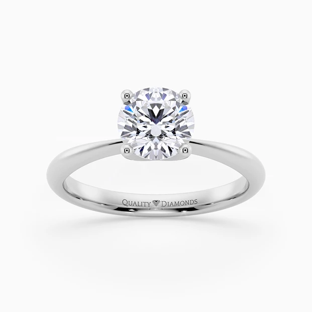 Round Brilliant Amorette Diamond Ring in 18K White Gold