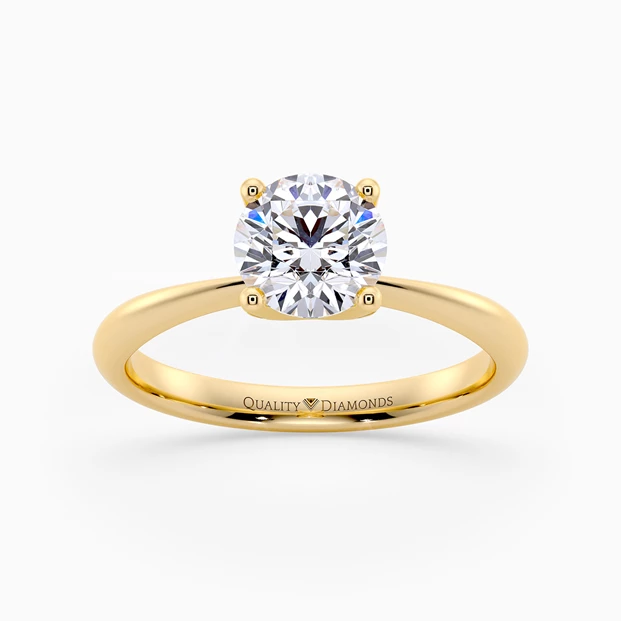 Round Brilliant Amorette Diamond Ring in 9K Yellow Gold