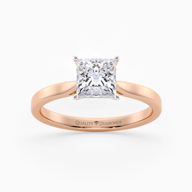 Princess Clara Diamond Ring in 18K Rose Gold