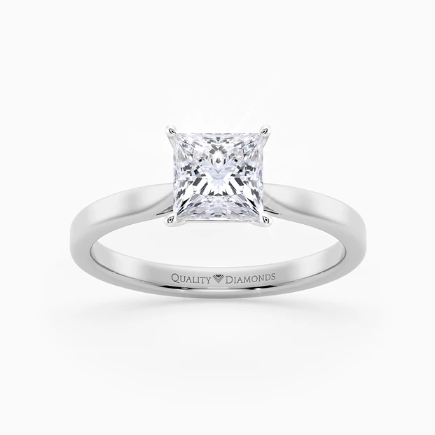 Princess Clara Diamond Ring in 9K White Gold