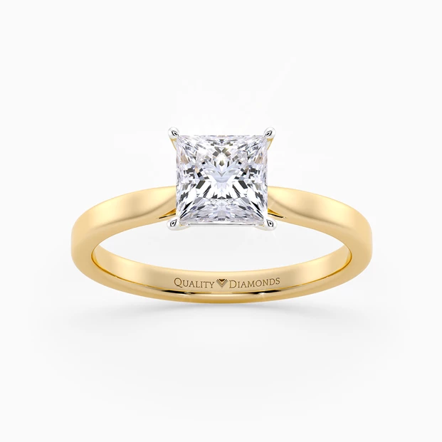 Princess Clara Diamond Ring in 9K Yellow Gold