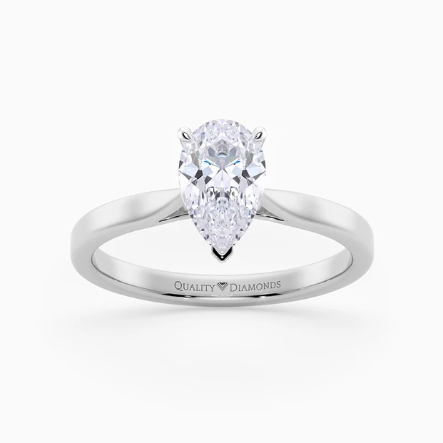 Pear Clara Diamond Ring in 18K White Gold