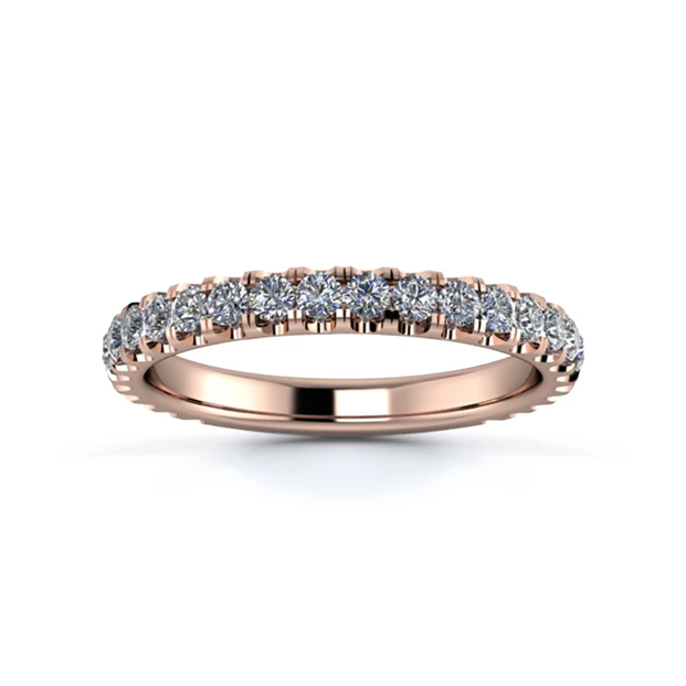 18K Rose Gold 2.5mm Three Quarters Micro Diamond Set Ring