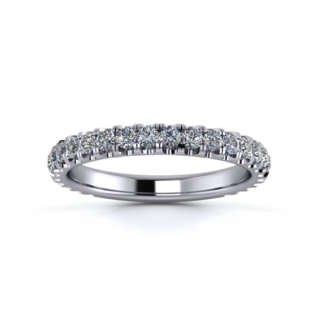 Platinum 2.5mm Three Quarters Micro Diamond Set Ring