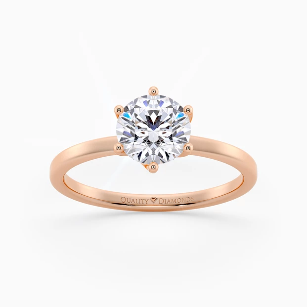 Six Claw Round Brilliant Cura Diamond Ring in 18K Rose Gold