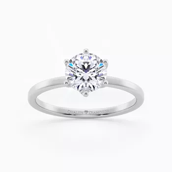 Six Claw Round Brilliant Cura Diamond Ring in Platinum