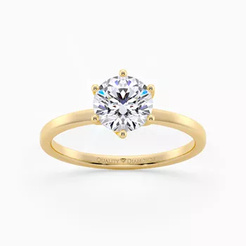 Six Claw Round Brilliant Cura Diamond Ring in 18K Yellow Gold