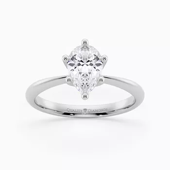 Six Claw Pear Amorette Diamond Ring in Platinum 950