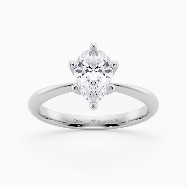 Six Claw Pear Amorette Diamond Ring in Platinum 950