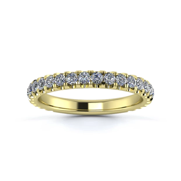 18K Yellow Gold 2.5mm Three Quarters Micro Diamond Set Ring