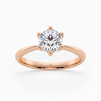 Six Claw Round Brilliant Amorette Diamond Ring in 18K Rose Gold