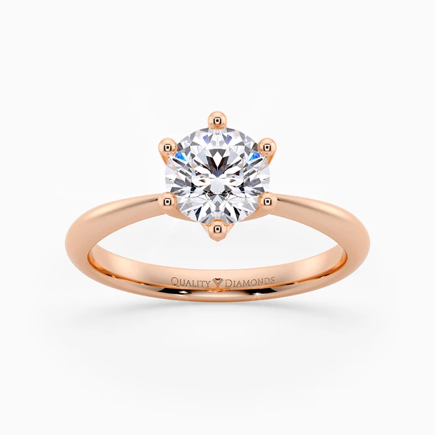 Six Claw Round Brilliant Amorette Diamond Ring in 18K Rose Gold