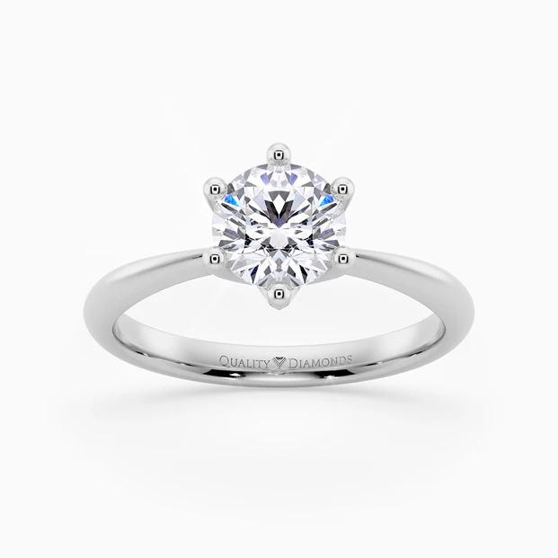 Six Claw Round Brilliant Amorette Diamond Ring in Palladium