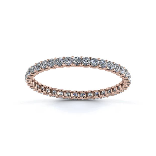 18K Rose Gold 1.5mm Full U Collet Diamond Set Ring