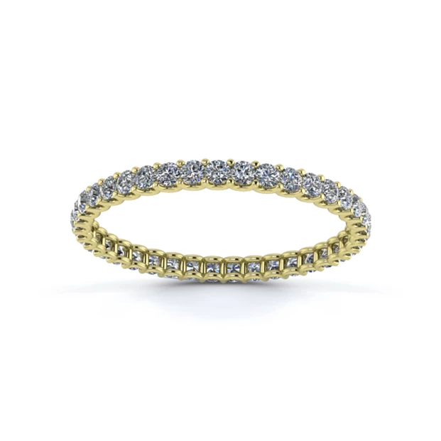 18K Yellow Gold 1.5mm Full U Collet Diamond Set Ring