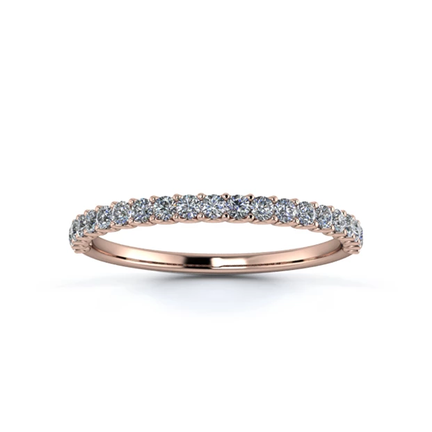 18K Rose Gold 1.5mm Half U Collet Diamond Set Ring