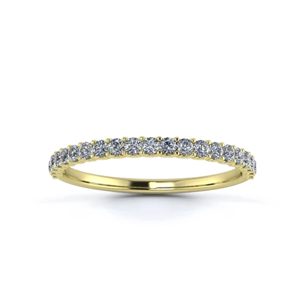 18K Yellow Gold 1.5mm Half U Collet Diamond Set Ring