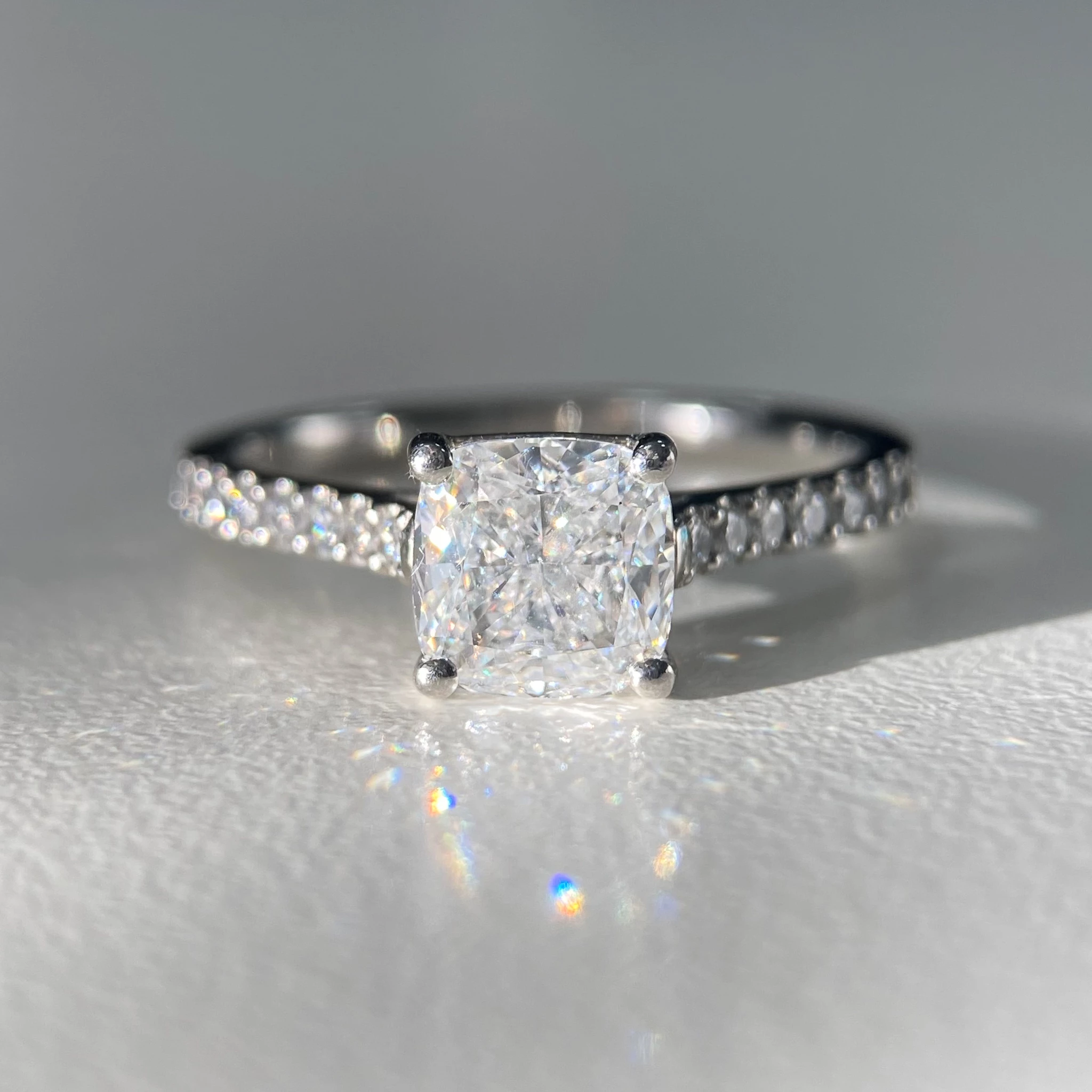 1.56ct Lab-Grown Cushion Milena Diamond Ring in Platinum