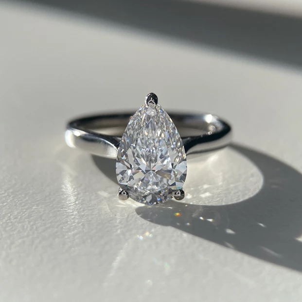 1.84ct Lab-Grown Pear Clara Diamond Ring in 9K White Gold