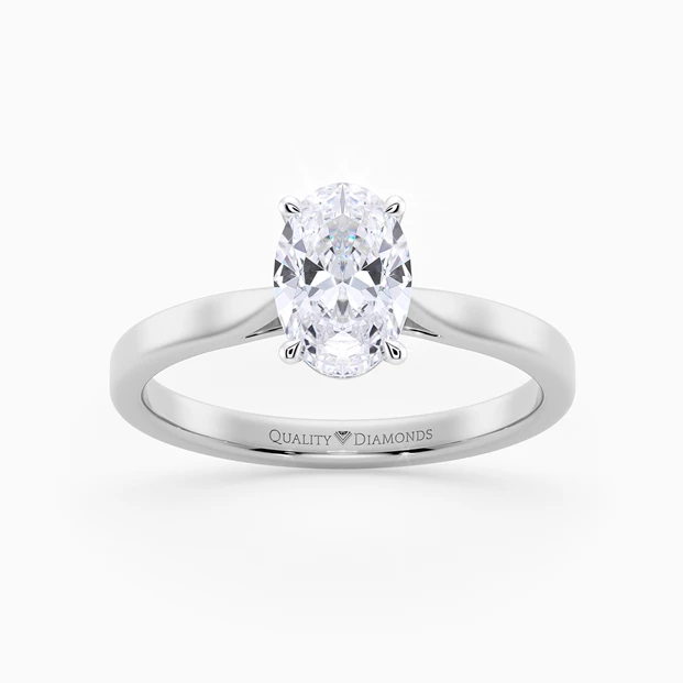 Oval Clara Diamond Ring in 9K White Gold