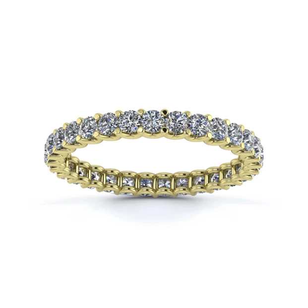 18K Yellow Gold 2mm Full U Collet Diamond Set Ring